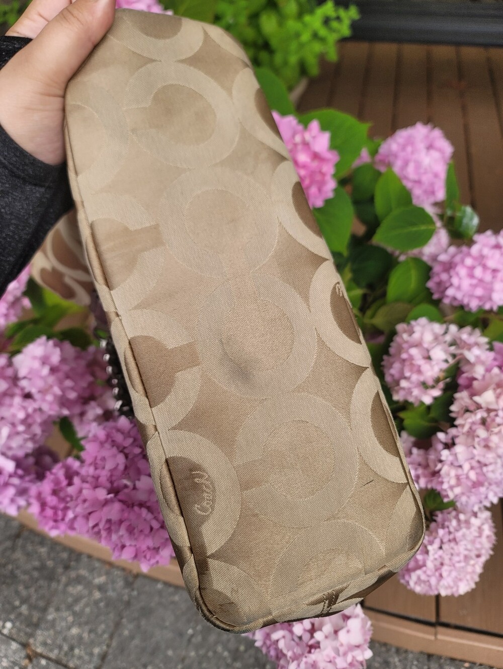 Coach Beige and Tan Signature Jacquard Tote with Metallic Trim - Picture 11 of 13